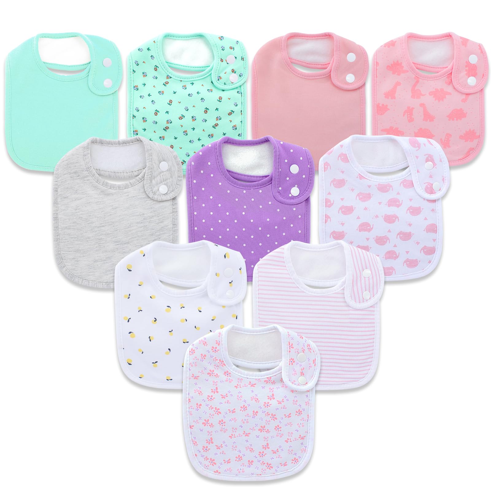 Printed Bibs Pack - Benoxine 10'lu Paket Bebek Bandana Önlükleri,