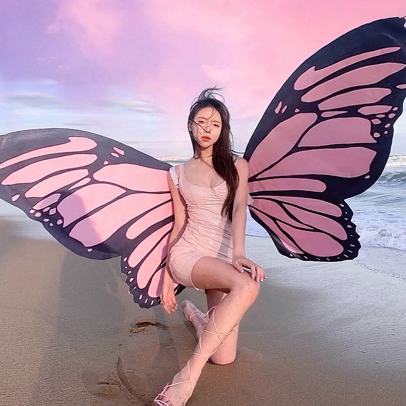 Baby Clothing Model - Cosplay pembe kelebek kanatları bebek cadılar