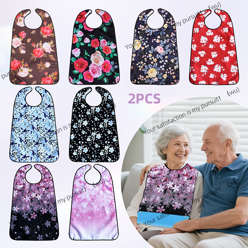 Printed Bibs Pack - 2'li Paket Yetişkin Yemek Önlükleri, Kırıntı