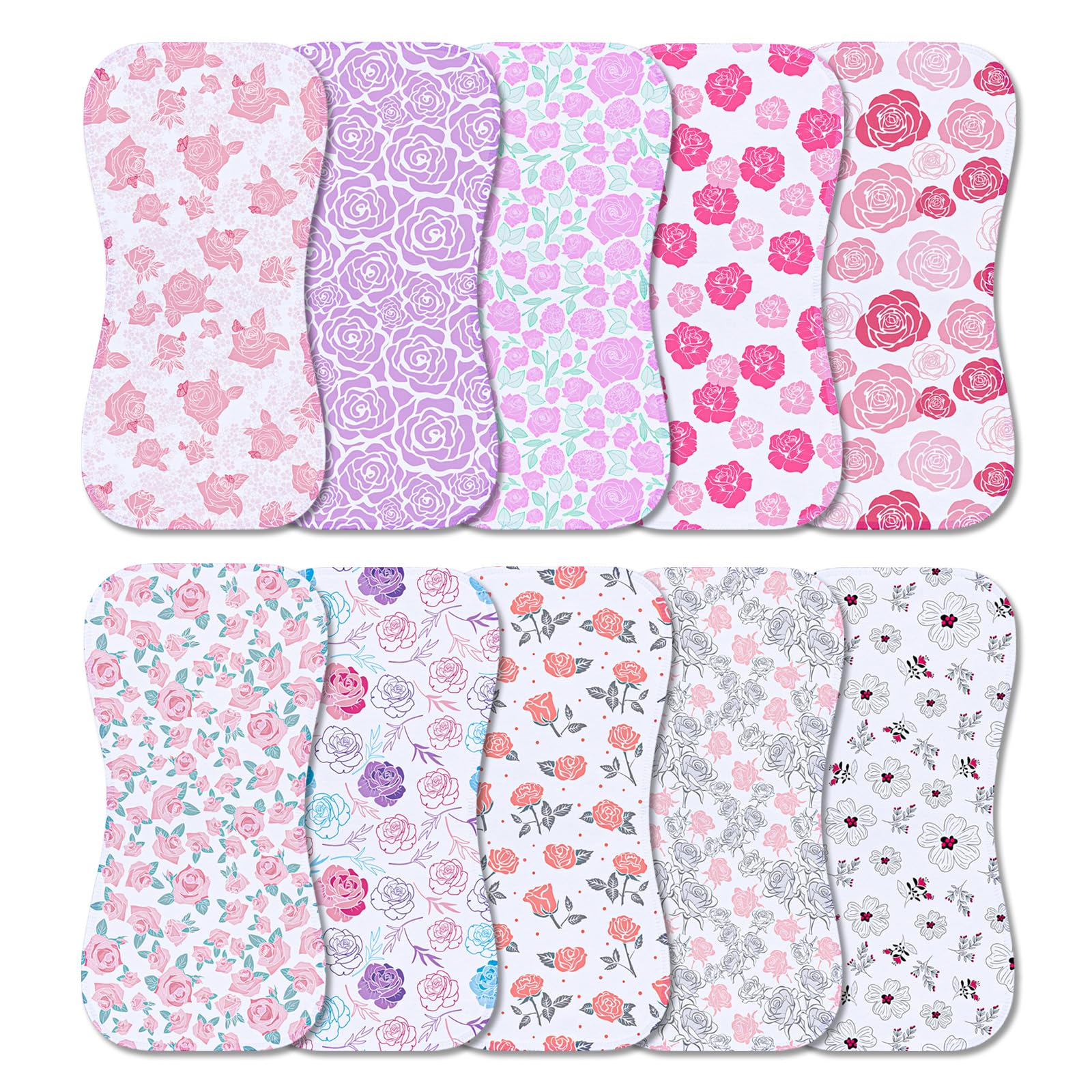 Printed Bibs Pack - Benoxine 10'lu Paket Bebek Kusmuk Bezleri